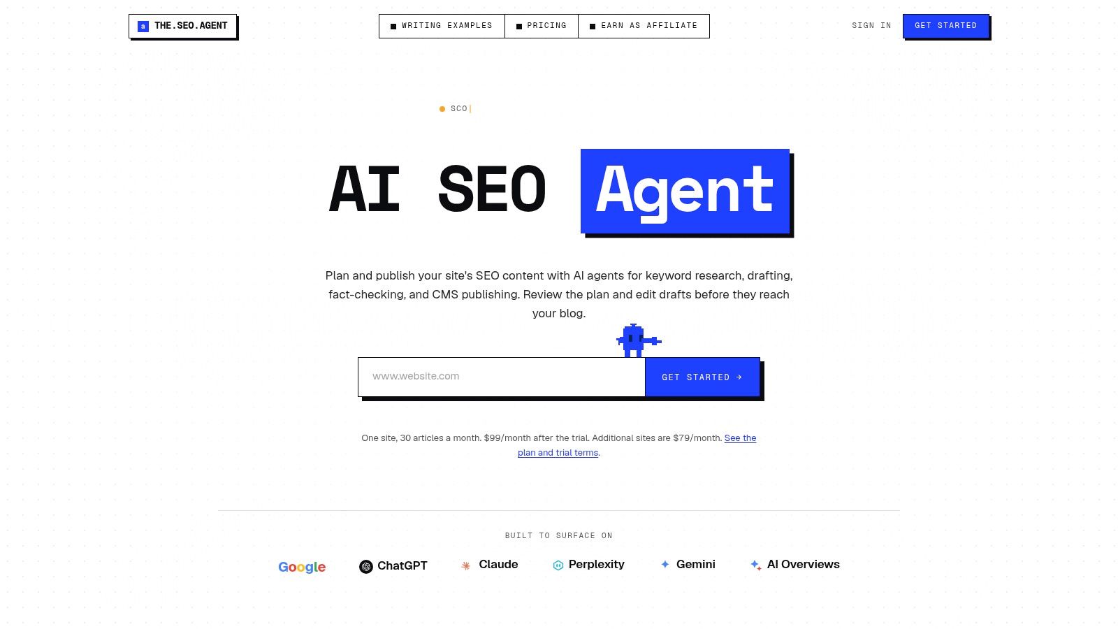 Screenshot from https://www.theseoagent.ai